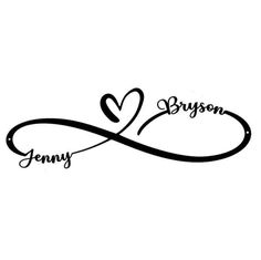 the name jenny is written in cursive writing with a heart on top of it