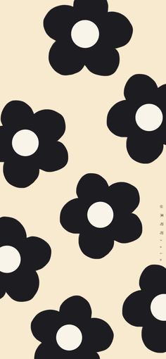 black and white flowers on a beige background