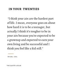 the quote in your twenties is written on white paper