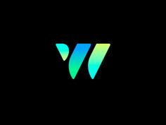 the letter w is made up of different colors and shapes, as well as black background