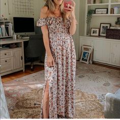 Gorgeous Floral Maxi Dress In Fall Colors. Would Be Perfect For Family Photos. New Without Tags. Size Small. Spring Orange Off-shoulder Maxi Dress, Orange Off-shoulder Maxi Dress For Spring, Orange Maxi Dress For Brunch, Off-shoulder Orange Maxi Dress For Spring, Summer Peach Floral Print Maxi Dress, Peach Floral Print Maxi Sundress, Peach Floral Print Sundress Maxi Dress, Orange Off-shoulder Maxi Dress For Summer, Spring Orange Boho Print Maxi Dress