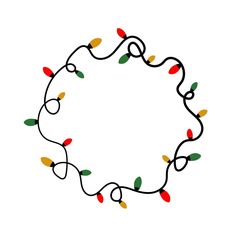 a circle with christmas lights on it is shown in the shape of a frame ornament