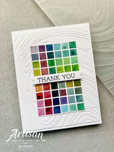 a thank you card made with the color block stamp