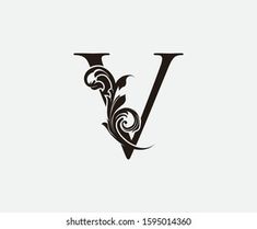 the letter v is decorated with an ornament