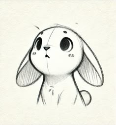 a drawing of a rabbit with big eyes