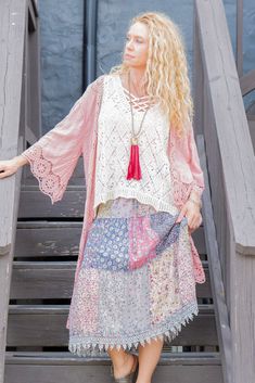 The Terra Kimono in Pink - SpiritedBoutiques Boho Hippie Boutique Style Kimono, Leto Bohemian Style Clothing, Pink Sale, Total Body, Acrylic Material, Layering Pieces, Beautiful Hand, Hand Crochet, Bohemian Style, Layering