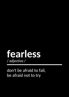 a black and white photo with the words fearless above it, on a dark background