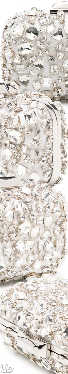 JIMMY CHOO EMBELLISHED CLUTCH #JimmyChoo #EmbellishedBags #Handbags #CrystalEmbellished Embellished Bags, Embellished Clutch, Jimmy Choo, Handbags, Silver