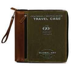 the travel case is brown and black