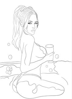 Curvy Body Drawing, Coloring Pages Female, Outline Of Womans Body Drawing, Coloring Pages Of Women, Woman’s Body Line Drawing, Beautiful Woman Coloring Pages, Romantic Drawing, Love Coloring Pages, Coloring Pages Inspirational