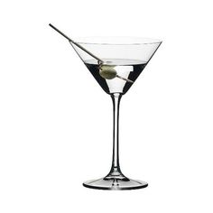 a martini glass with an olive in it