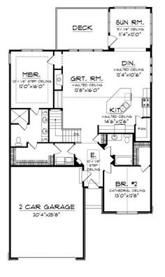 the first floor plan for this house shows the living area and kitchen, as well as the