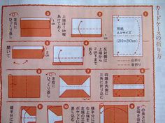 instructions to make an origami envelope with paper and scissors in japanese language, on a table