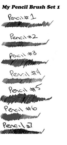 the pencil brush set is shown in black and white, with some writing on it