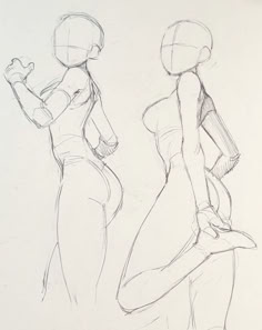 two drawings of women in different poses