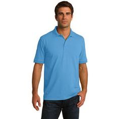 Port & Company Tall Core Blend Jersey Knit Polo. With an easy-to-care-for blend and a soil-release finish, this comfortable polo is a real value. 5.5-ounce, 50/50 cotton/poly Made with up to 5% recycled polyester from plastic bottles Soil-release finish 1x1 rib knit collar and cuffs 3-button placket with dyed-to-match buttons Double-needle hem Due to the nature of 50/50 cotton/polyester neon fabrics, special care must be taken throughout the printing process. Big And Tall Polo Shirts, Knit Polo Shirt, Knit Polo, Big Clothes, Family Outfits, Clothing Co