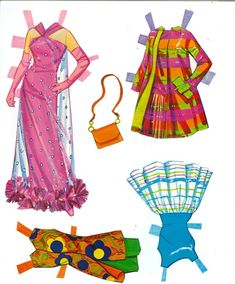 paper doll clothes and accessories from the 1960s