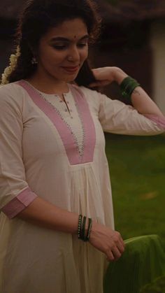 Ambika Collar Neck Kurti, Flat Collar Neck Design, Kurthi Design, Daily Embroidery, Simple Kurta, Indian Kurtis, Simple Kurta Designs, Salwar Designs, Long Kurti