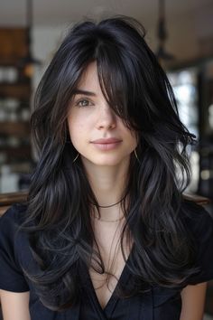 Lob Haircut With Bangs, Haircuts For Long Hair With Layers, Layered Hair With Bangs, Hair Inspiration Long, Hairstyles For Layered Hair, Lob Haircut, Long Layered Haircuts, Long Black Hair, Long Layered Hair