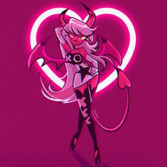 an anime character holding a heart shaped object in front of a pink background with the word love on it