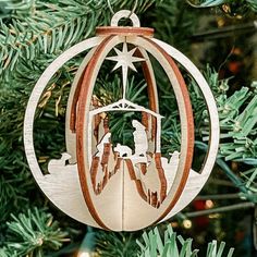 This 3.5 ornament captures the spirit of the holiday season. Crafted with natural birch wood and laser-cut with precision, it arrives within 5-7 days of ordering 3d Paper Nativity Cricut, Wooden Christmas Tree Decorations, Laser Cut Wood Crafts, The Nativity Story, Christmas Savings, Nativity Christmas, Nativity Ornaments, Meaning Of Christmas, True Meaning Of Christmas