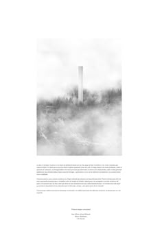 a black and white photo of a tower in the sky with fog on it's sides