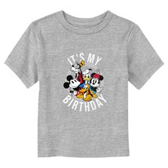 Who knew that dressing "mousey" could be so cute!? Celebrate Walt Disney's most iconic character with this officially licensed Disney Mickey Mouse and Friends It's My Birthday Toddlers' Graphic T-shirt! This festive tee features Mickey Mouse, Minnie Mouse, Donald Duck, Goofy, and Pluto with the text: "It's My Birthday" in white lettering across the front. Grab some new Mickey and Friends apparel for the youngest members of the family and make their next trip to the Disney parks a memorable one! Goofy And Pluto, Disney Birthday Shirt, Mickey Mouse Shorts, Trending Graphic Tees, Disney Toddler, Disney Clothes, Mickey Mouse Minnie Mouse, It's My Birthday, Disney Birthday