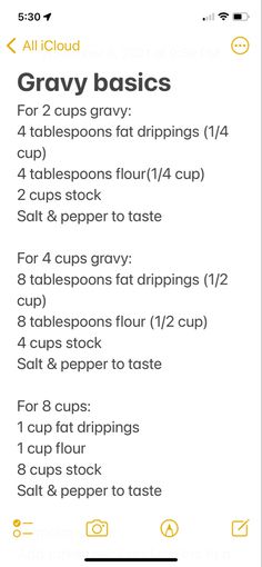 an iphone screen showing the instructions for how to use gravy basics on it