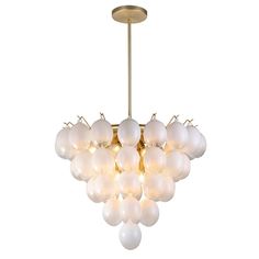 Artcraft - AC11994WH - 13 Light Chandelier - Globo - Brushed Brass Light Ombre, Chandelier Store, Unique Glassware, Angled Ceilings, Pool Table Lighting, White Chandelier, Ceiling Fan Chandelier, Brass Lighting, Brass Chandelier