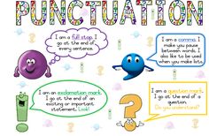 an image of punctuation poster with two cartoon characters talking to each other