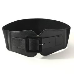 Color: Black Buckle Type: Square Belts Width: Wide Belt Type: Buckle Cinch Belts Stretch: Slight Stretch Material: Elastic Composition: 55% Polyurethane, 45% Polyester Thick Belt, Womens Leather Belt, Braided Leather Belt, Vintage Leather Belts, Boho Belts, Elastic Belt, Casual Belt