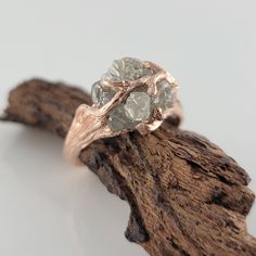 Rough Diamond Twig and Branch Engagement Ring, Rough Raw Crystal Diamond Wedding Ring by DV Jewelry Designs #TwigEngagementRing #rings #DiamondRing #BridalRing #GoldRing #RawDiamondRing #CustomJewelry #WeddingRingSet #EngagementRing #DiamondWeddingRing Crystal Wedding Ring Raw, Raw Crystal Rings, Rough Cut Wedding Ring, Rustic Hand Forged Wedding Rings, Raw Crystal Engagement Rings, Raw Wedding Ring, Rustic Ring For Anniversary, Rustic Anniversary Jewelry Ring, Rustic Hand Forged Rings For Anniversary