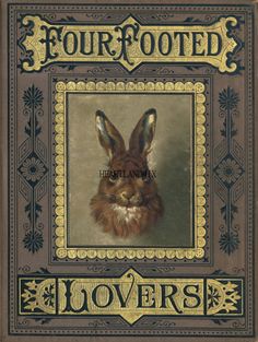 a book with an image of a rabbit in the center and words four footed