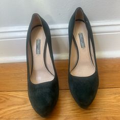 Dark Green Suede, Worn And Scuffed Throughout. See Pics Prada Platform Heels, Shoes Prada, Green Suede, Prada Shoes, Platform Heels, Shoes Women Heels, Dark Green, Prada, Shoes Heels