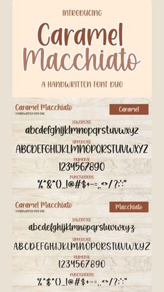 the caramel macchiato font and numbers