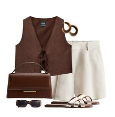 Outfit Ideas 30s For Women, Waistcoat Outfit Women, Frühling Outfits, Brown Ootd, Eurotrip Outfits, Brown Waistcoat, Looks Pinterest, Casual Day Outfits, Mood Board Fashion