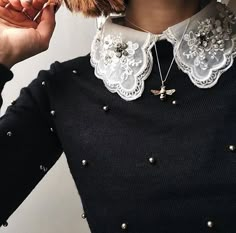 Baby Mode, Fashion Dresses Formal, White Dress Formal, Lace Collar, Mode Vintage, Mode Inspiration, Looks Vintage, Classy Dress, Fashion Details