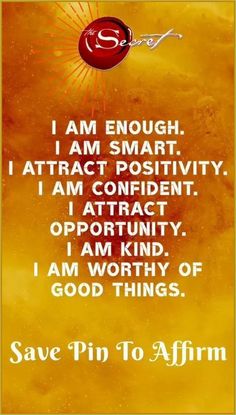 an orange and yellow poster with words on it that say i am enough, i am smart