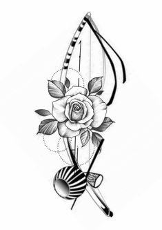 an arrow and rose tattoo design