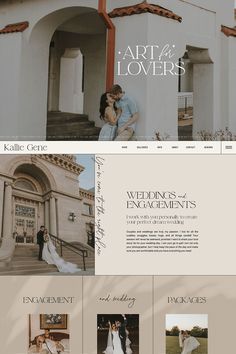 the website for artz & lovers is displayed in front of an image of a bride and groom