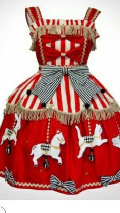 a red and white dress with dogs on it