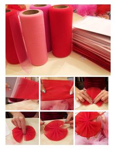 the process of making red tissue paper flowers