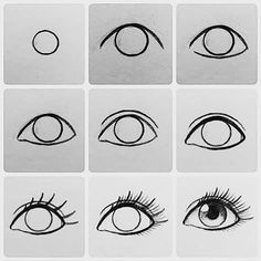 the steps to draw an eye