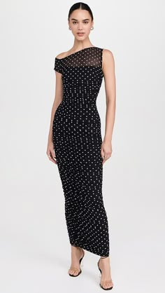 AFRM Biona Dress | Shopbop Midi Dress Design Classy, Black And White Summer Dress, Spring Dresses For Wedding Guest Classy, Black And White Cocktail Party Attire, Funky Formal Outfit, Soft Classic Dresses, Black Midi Formal Dress, Modest Wedding Guest Dress, Tea Party Dresses For Women