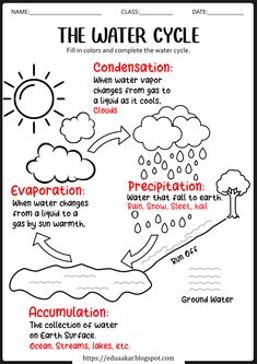 the water cycle worksheet for kids to learn how to write and draw it