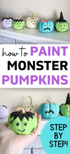 how to paint monster pumpkins with step by step instructions