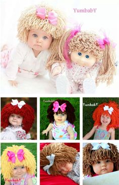 a collage of photos showing different types of hair for babies and toddler dolls