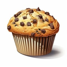 a muffin with chocolate chips on top