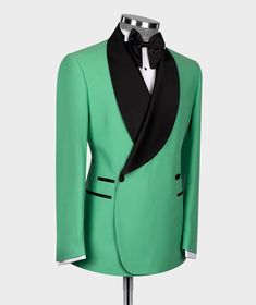 Are you planning a wedding or other social event that you want to look and appear smart? Then this suit is a must have.  It comes in green color but can be customized in any color of your choice.  Product Details: 1. Green double breasted 2 tuxedo (green jacket/coat & black pant). 2. Sewed with a blend of wool and cotton high quality fabric.  3. Comes in sizes XS to 3XL. For larger sizes, kindly contact us. 4. It is a custom order. So any specification/requirement of your choice will be added while sewing. For more perfect fit, please send the following measurements: a. Neck  b. Shoulder  c. Chest d. Sleeve  e. Belly f. Jacket length g. Waist h. Hip i. Thigh j. Knee k. Leg opening/ankle l. Pant length It is a custom order. Therefore time is needed to sew and ship it. It takes between 1 wee Fitted Green Wedding Suit, Green Tuxedo Suit For Wedding, Green Double Breasted Tuxedo Suit For Wedding, Fitted Green Tuxedo For Groom, Green Fitted Tuxedo For Groom, Fitted Double Breasted Tuxedo Suit For Wedding, Fitted Green Tuxedo For Wedding, Green Tuxedo Blazer For Wedding, Bespoke Notch Lapel Tuxedo For Wedding