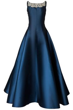 CAROLINA HERRERA-Embroidered Sleeveless Bateau Neck Gown- Court Presentation Gown, Navy Blue Ballgown, Midnight Blue Gown Evening Dresses, Mikado Gown, Blue Gowns, Ethereal Gown, Masquerade Ball Gown, Money Dress, Enchanting Dress